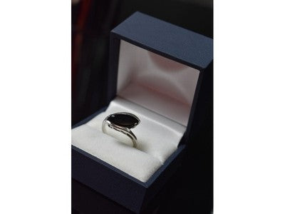 925 Sterling Silver Black Nephrite Ring Size 7.25