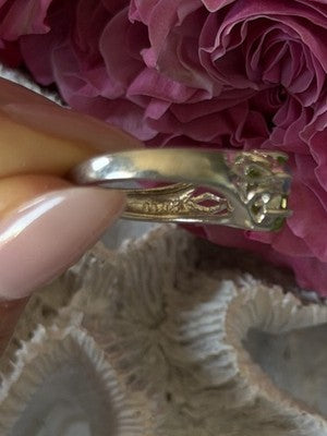 925 Sterling Silver Peridot & Tanzanite Ring Size 7