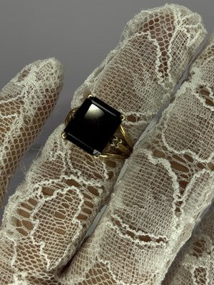 10K Yellow Gold Brown Tourmaline & Diamonds Ring Size 6