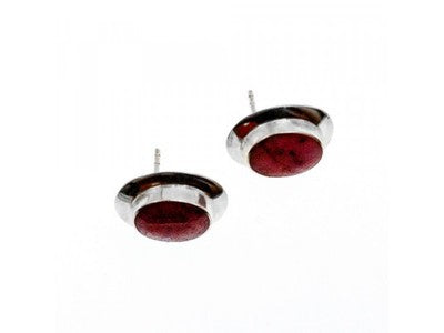 925 Sterling Silver Red Jasper Stud Earrings