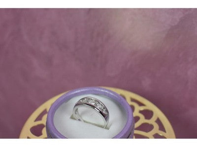 925 Sterling Silver CZ Band Ring Size 9.75