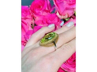 925 Sterling Silver Gold Plated Alpanite Ring Size 9.5