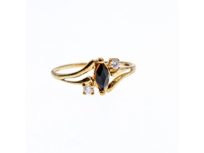 10K Yellow Gold Spinel & White Topaz Ring Size 5.5
