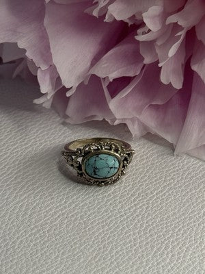Vintage 925 Sterling Silver Turquoise Ring Size 5