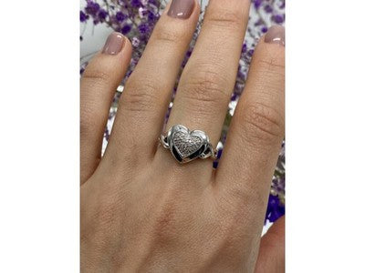 925 Sterling Silver Diamond "Heart" Ring Size 7.5