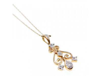 10K YELLOW GOLD DIAMONDS CHAIN WITH PENDANT