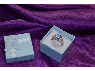 925 Sterling Silver Blue Topaz Openwork Ring Size 6.5