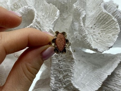 Vintage 925 Sterling Silver Aventurine Ring Size 6