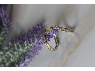 925 Sterling Silver Gold Plated CZ Earrings