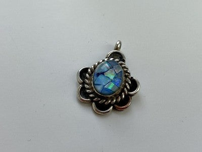 925 Sterling Silver Mosaic Opal Pendant