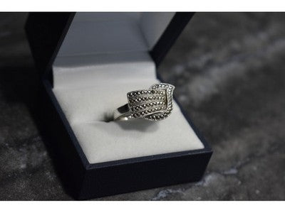 925 Sterling Silver Marcasites Ring Size 5.5