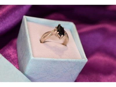 925 Sterling Silver Black Nephrite Ring Size 9