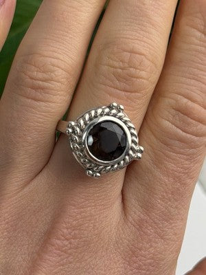 Vintage 925 Sterling Silver Brown Tourmaline Ring Size 9