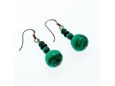 925 Sterling Silver Malachite Dangle Earrings