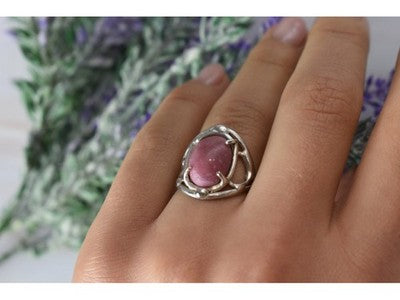 Vintage 925 Sterling Silver Rhodochrosite Ring Size 6.5