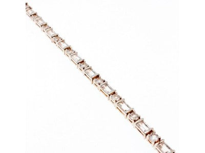 925 Sterlng Silver White/Colorless Spinel Bracelet Thailand Size 7.5 IN