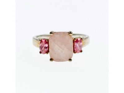 925 Sterling Silver Morganite & Spinel Ring Size 9