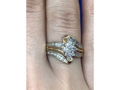 925 Sterling Silver Gold Plated CZ Ring Size 7