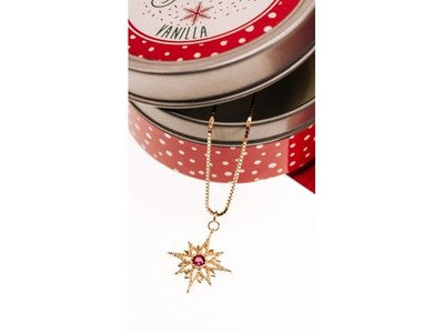 925 Sterling Silver Gold Plated Ruby "Star" Chain With Pendant