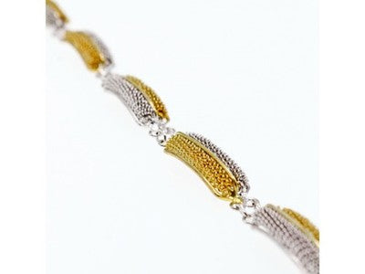 925 Sterling Silver Gold Plated Bracelet Italy Size 7.5 IN