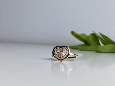 925 Sterling Silver Gold Plated Morganite Ring Size 10