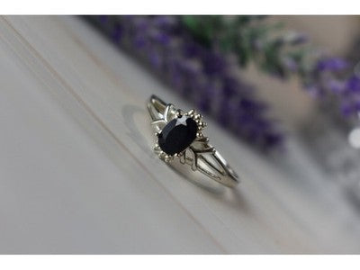 925 Sterling Silver Black Spinel Ring Size 10.25