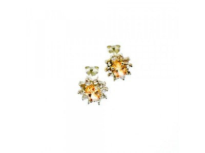 925 Sterling Silver Citrine & CZ "Spring Flowers" Earrings