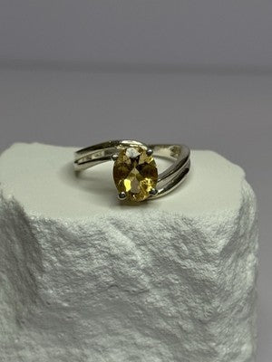 925 Sterling Silver Citrine Ring Size 8