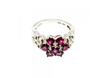 925 Sterling Silver Pink Spinel "Flower" Ring Size 7