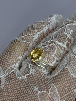 925 Sterling Silver Citrine Ring Size 8