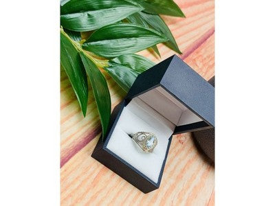 925 Sterling Silver Topaz Openwork Ring Size 6