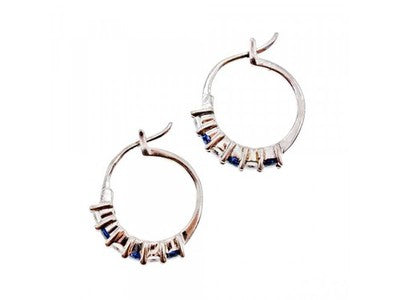 925 Sterling Silver Blue & White CZ Earrings