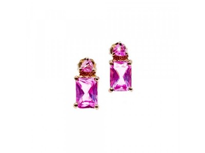 925 Sterling Silver Pink Topaz Stud Earrings