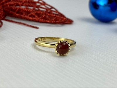 925 Sterling Silver Gold Plated Pyrope Garnet Ring Size 9.5