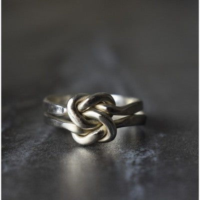 925 Sterling Silver "Knot" Double Ring Size 8