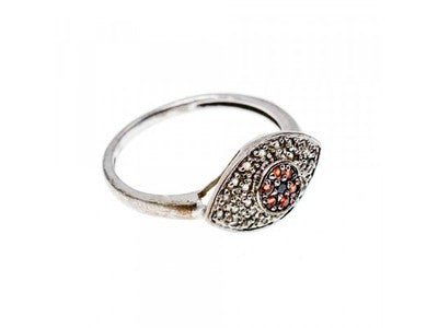 925 Sterling Silver Red Spinel, Tanzanite & Goshenite Ring Size 8.5