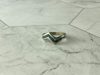 Vintage 925 Sterling Silver Malachite Mosaic Ring Size 6