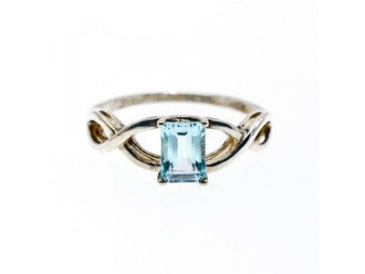 925 Sterling Silver Blue Spinel Ring Size 11.25