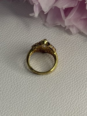 925 Sterling Silver Gold Plated CZ Ring Size 5