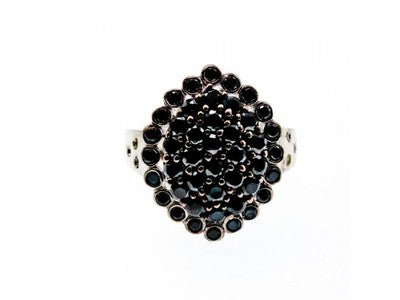 925 Sterling Silver Sapphires & CZ Ring Size 9