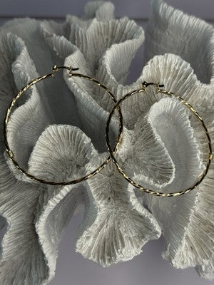 Large Hoop Gold Plated Earrings Length 2.40 Inch