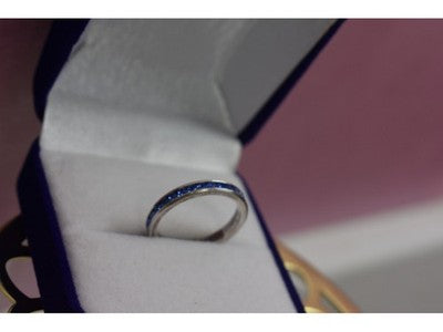 925 Sterling Silver Blue CZ Band Ring Size 6.5