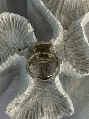 925 Sterling Silver Jade Nephrite Ring Size 6.5