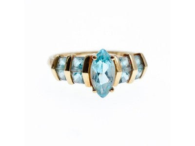 14K Yellow Gold Topaz Ring Size 9