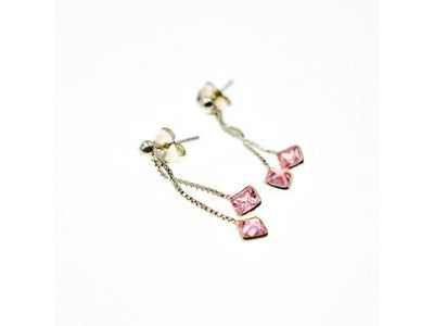 925 Sterling Silver Pink CZ Earrings