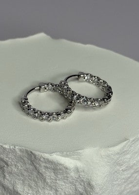 925 Sterling Silver CZ Earrings Length 0.7 Inch