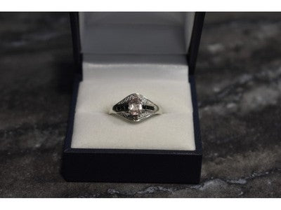 925 Sterling Silver Morganite & Jewelry Glass Ring Size 8