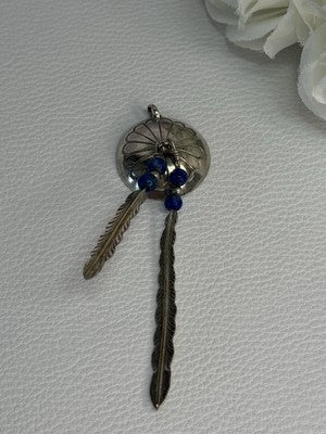 Vintage Native American 925 Sterling Silver Lapis Pendant Length 2.70 Inch