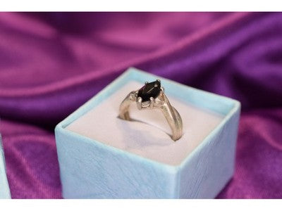925 Sterling Silver Black Nephrite Ring Size 9