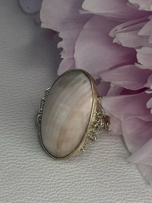 Vintage 925 Sterling Silver Rink Abalone Ring Size 6.5